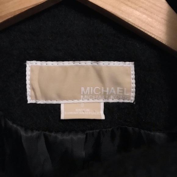 Black Michael Kors Cowell Neck Wool Coat - Picture 3 of 4